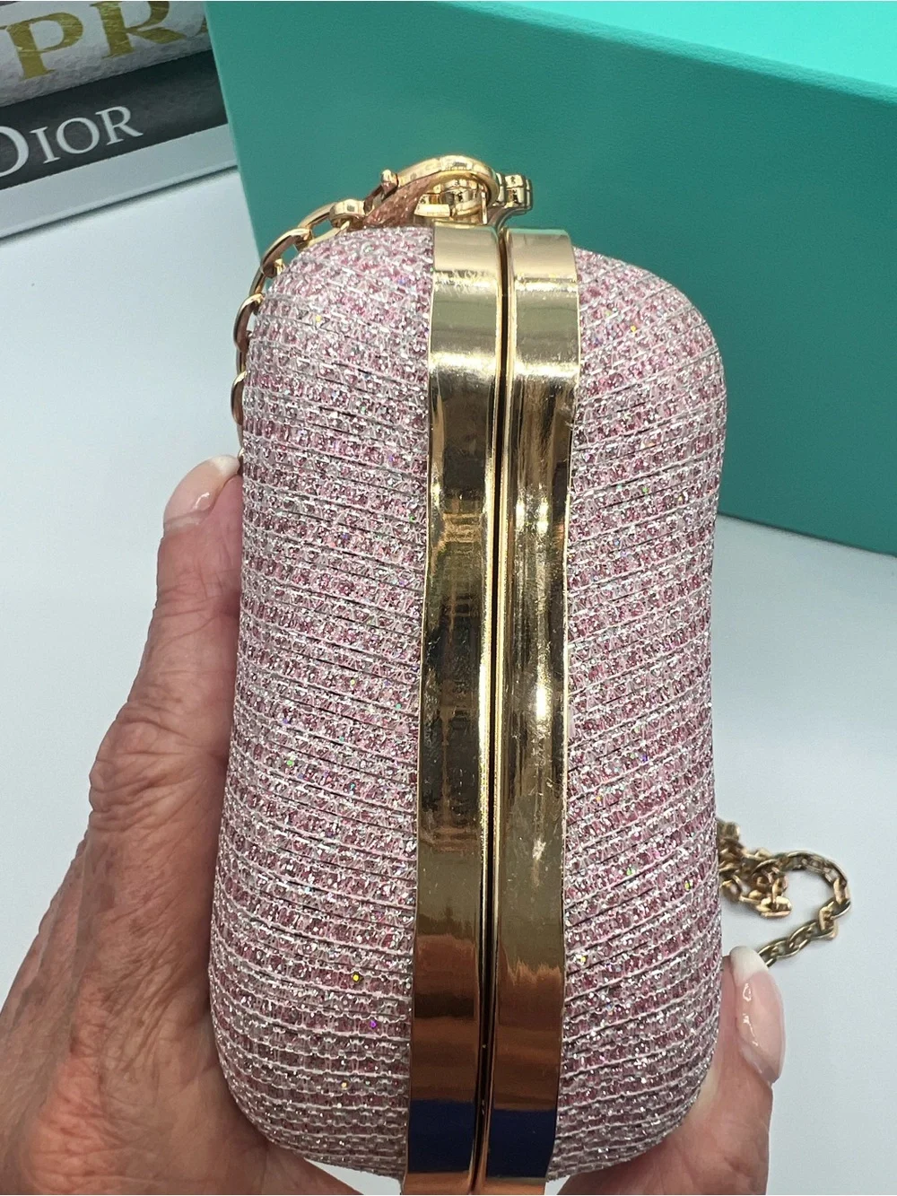 Elegant NWOT Evening Bag - Clutch, shoulder or Crossbody with adorable Keychain